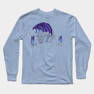 Wolf and cubs with wings Long Sleeve T-Shirt